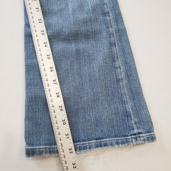 BKE Stella Jeans Womens 29 Blue Bootcut Denim Frayed Hem Embroidered Pockets - Picture 5 of 12